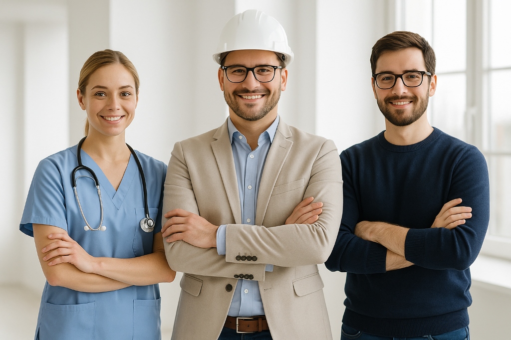 Healthcare professionals, IT specialists, and engineers